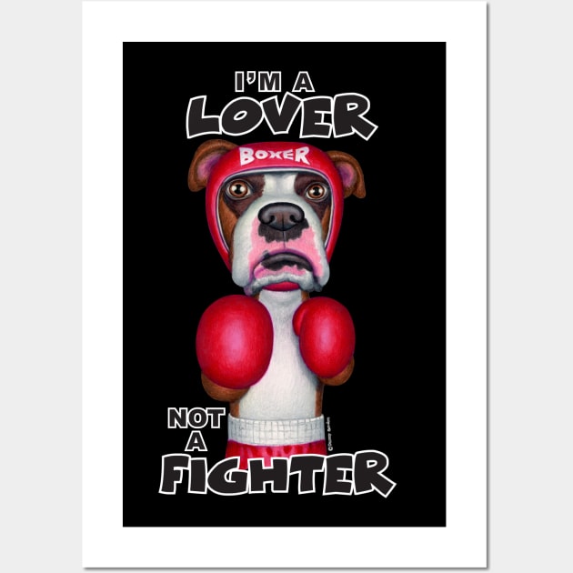 Classic Boxer Dog ready to box on Boxer with Gloves and Headgear Wall Art by Danny Gordon Art